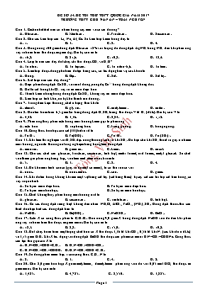 Đề thi thử THPT Quốc gia môn Hóa học năm 2017 - Trường THPT Chu Văn An (Có đáp án)